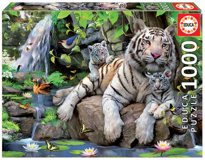 Educa 1000pc Jigsaw Puzzle – White Tigers of Bengal (Preloved)