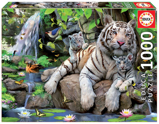 Educa 1000pc Jigsaw Puzzle – White Tigers of Bengal (Preloved)