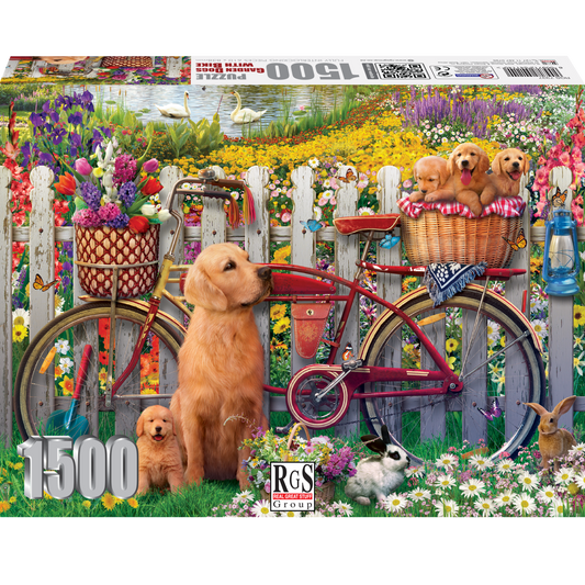 RGS Group 1500pc Jigsaw Puzzle – Garden Dogs with Bike