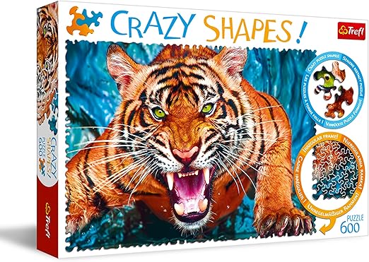 Trefl Red 600pc Crazy Shapes – Facing a Tiger