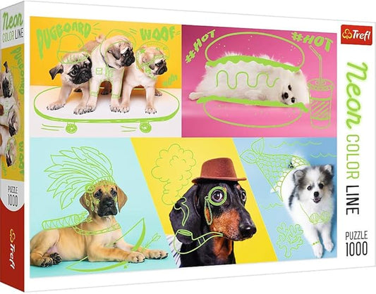 Trefl 1000pc Jigsaw Puzzle – Neon Dogs Collage
