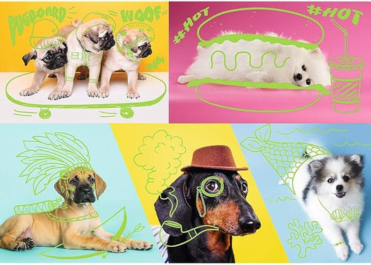 Trefl 1000pc Jigsaw Puzzle – Neon Dogs Collage